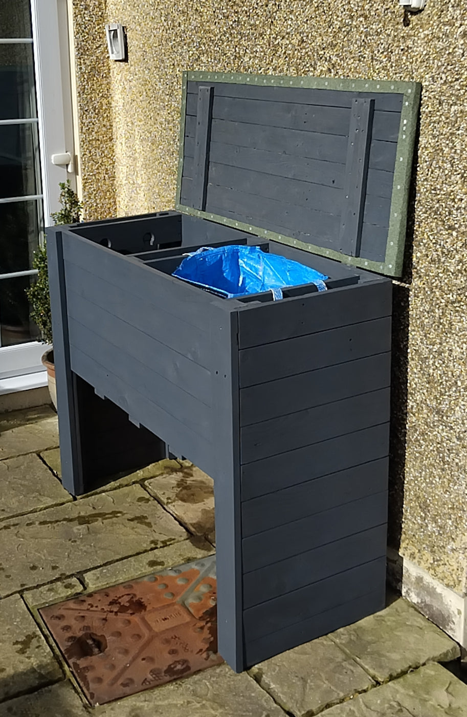 Handcrafted Timber Recycling Storage Box - Double Compartment with Lower Storage