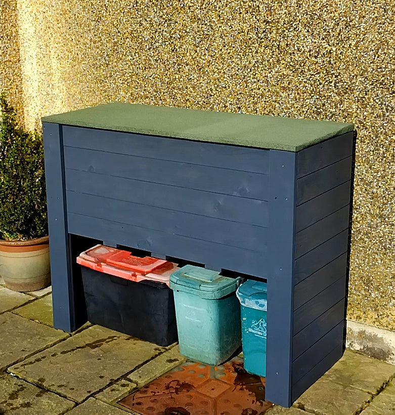 Handcrafted Timber Recycling Storage Box - Double Compartment with Lower Storage